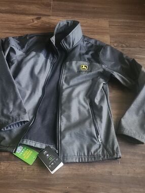 John Deere Gray and Black Logo Softshell Jacket
